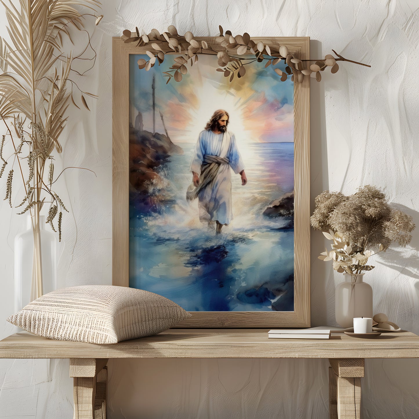 Walking on Water Christian Wall Art – Jesus' Miracle of Faith & Divine Authority