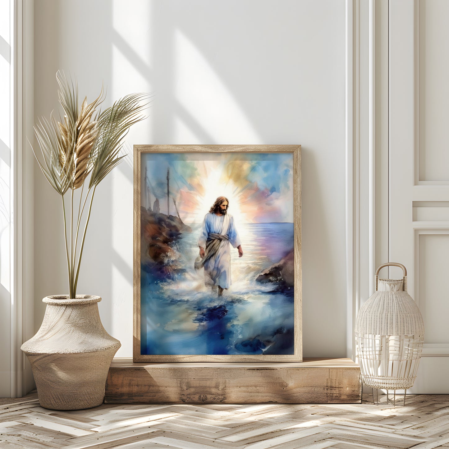 Walking on Water Christian Wall Art – Jesus' Miracle of Faith & Divine Authority