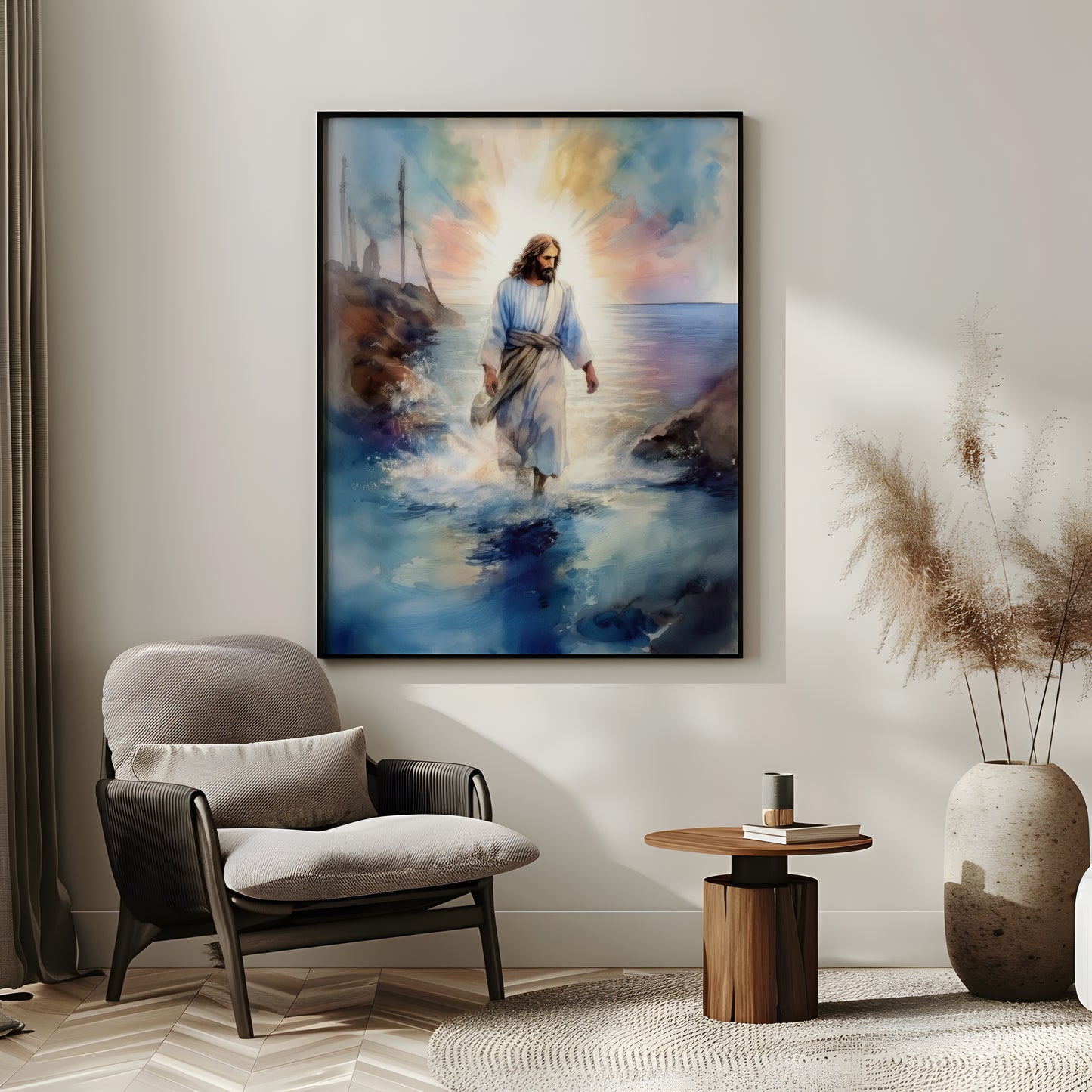 Walking on Water Christian Wall Art – Jesus' Miracle of Faith & Divine Authority