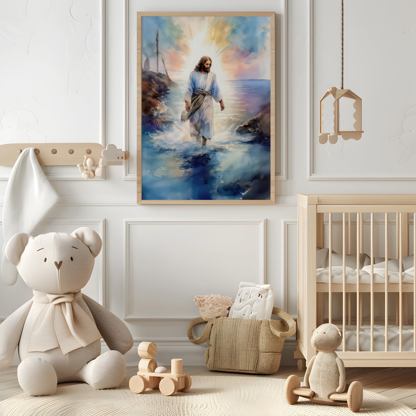 Walking on Water Christian Wall Art – Jesus' Miracle of Faith & Divine Authority