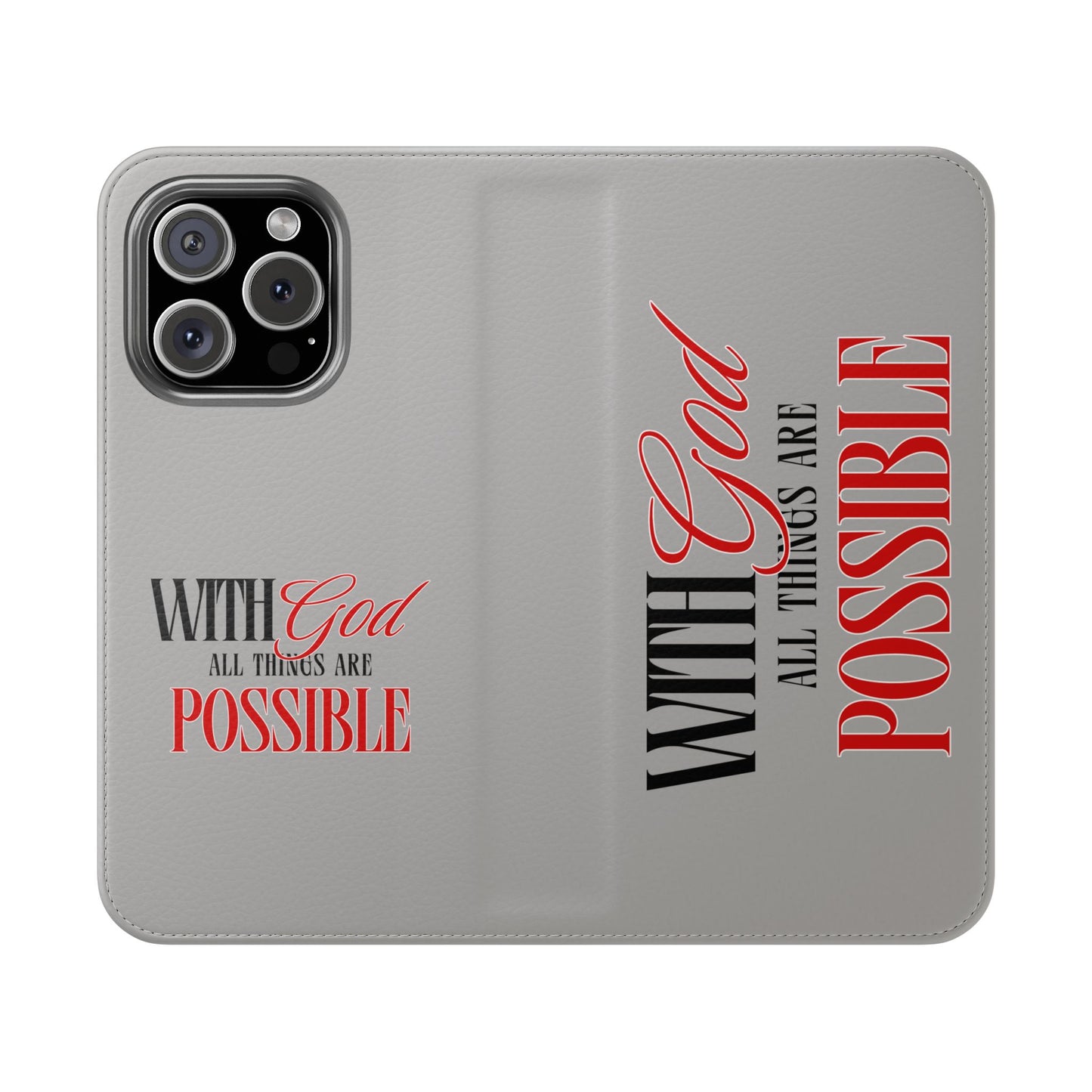 Inspirational Flip Case - "With God All Things Are Possible"