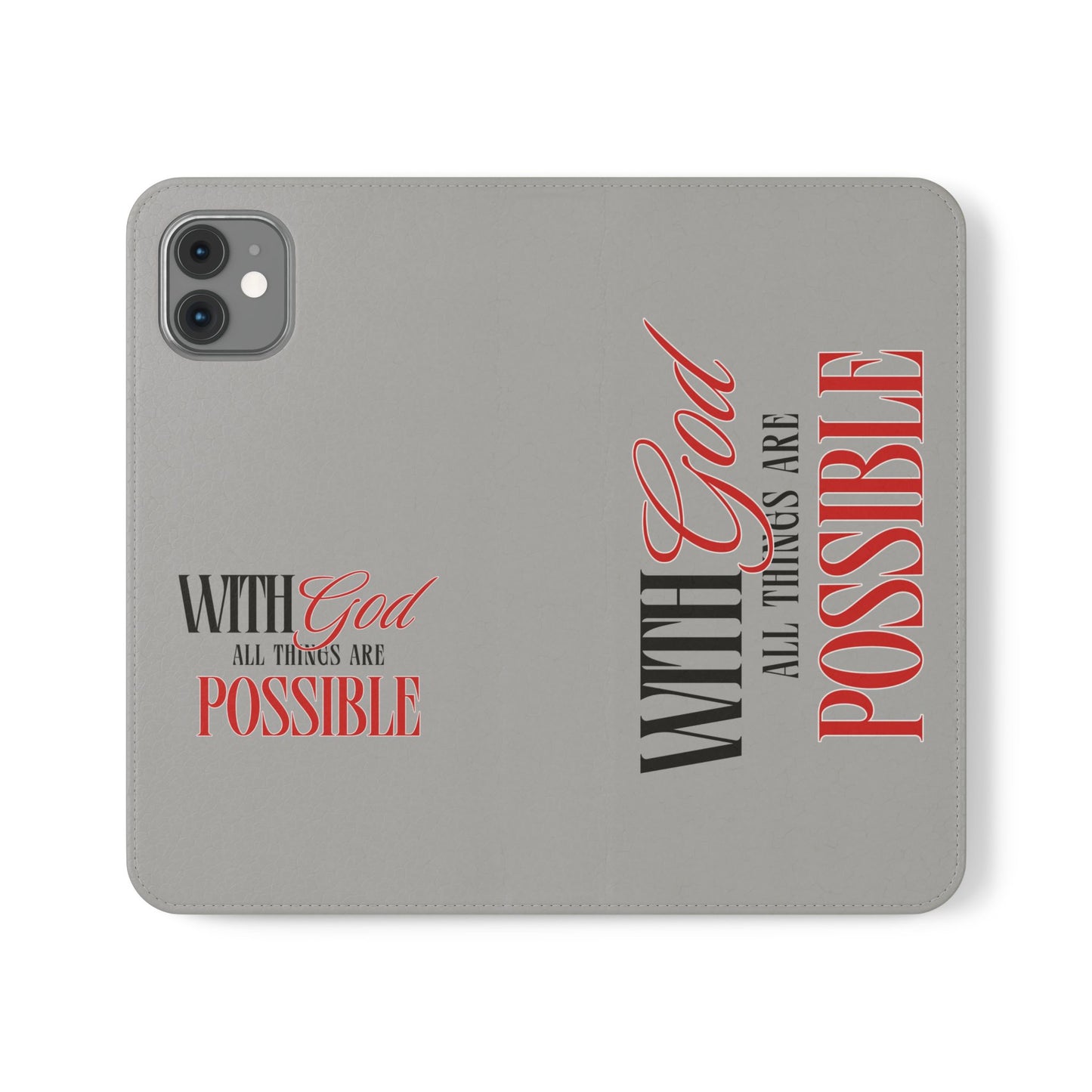 Inspirational Flip Case - "With God All Things Are Possible"
