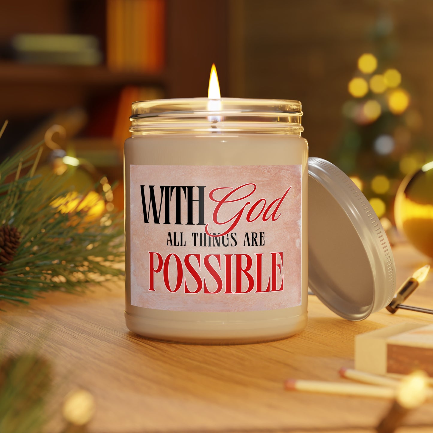 Inspirational Scented Candle - "With God All Things Are Possible" - Motivational Gift for Home Decor, Relaxation, Self-Care, Faith