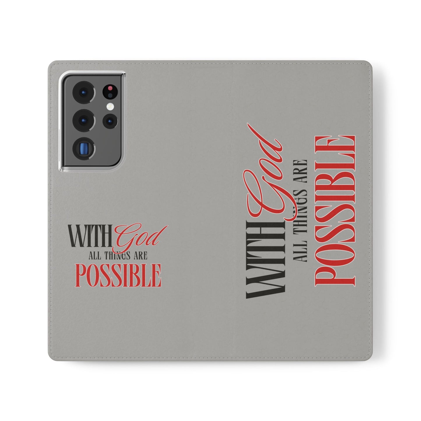 Inspirational Flip Case - "With God All Things Are Possible"