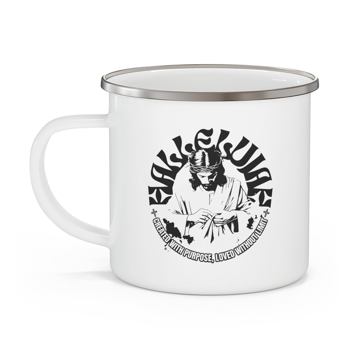 Inspirational Enamel Camping Mug - Perfect for Outdoor Adventures & Spiritual Reflection