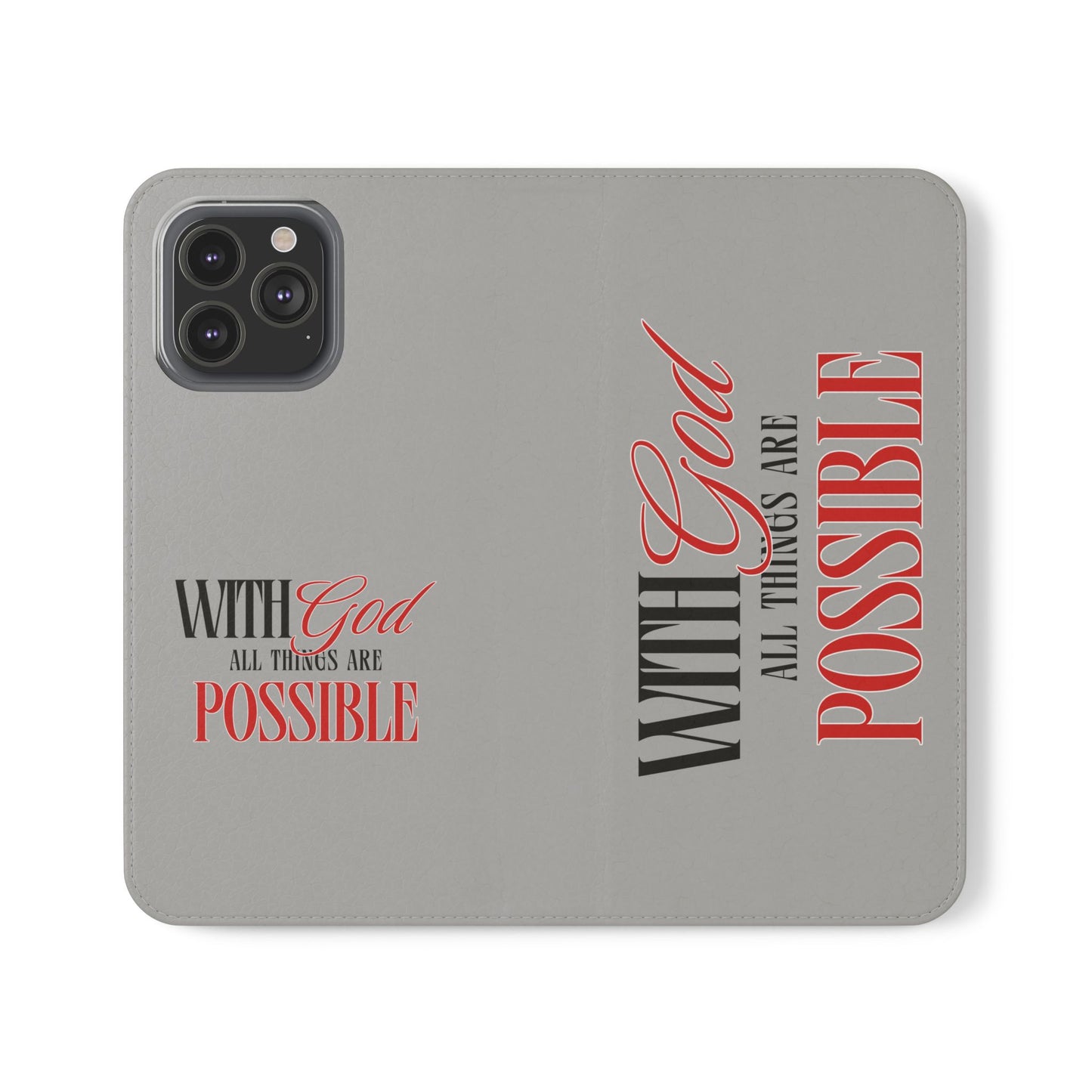 Inspirational Flip Case - "With God All Things Are Possible"