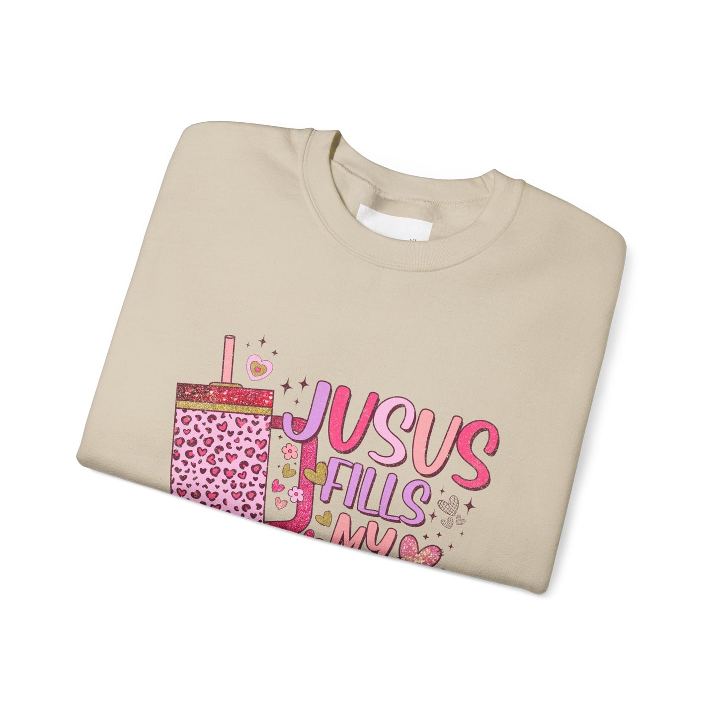 Inspirational Crewneck Sweatshirt - Jesus Fills My Cup, Cozy Faith Apparel, Christian Gift, Spiritual Sweater, Birthday Present, Church