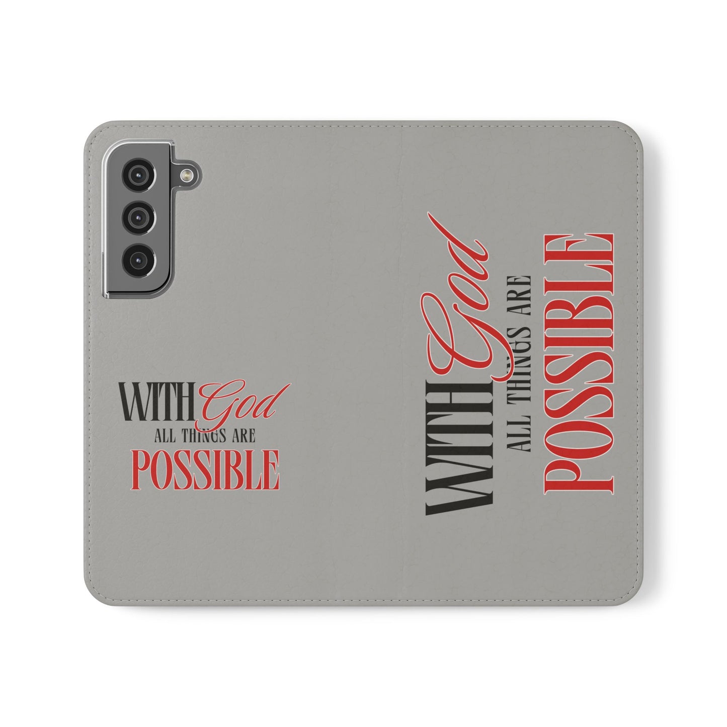 Inspirational Flip Case - "With God All Things Are Possible"