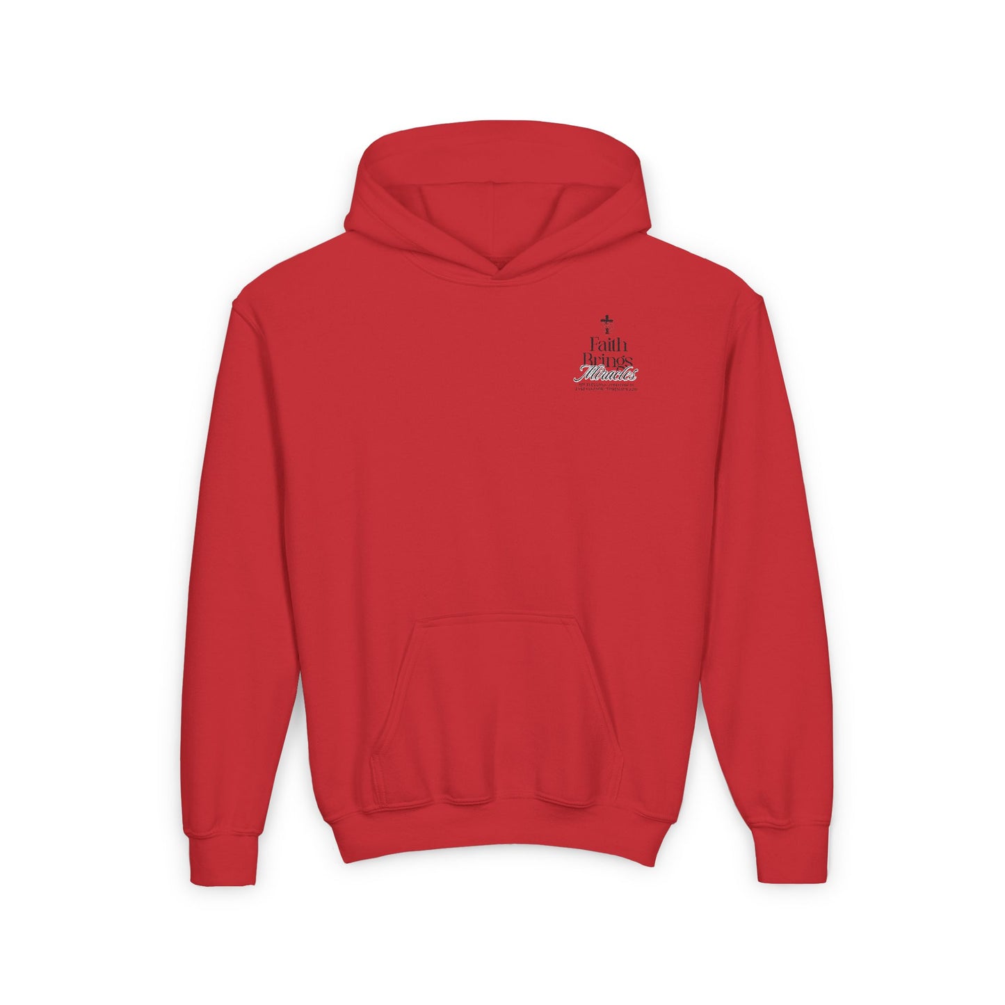 Inspirational Youth Hoodie - Faith Brings Miracles, Christian Sweatshirt, Gifts for Teens, Faith-Based Apparel, Winter Layer