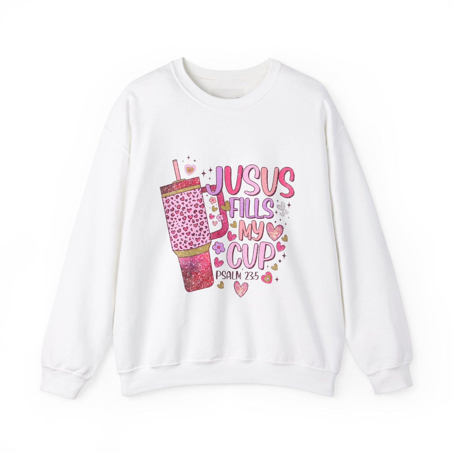 Inspirational Crewneck Sweatshirt - Jesus Fills My Cup, Cozy Faith Apparel, Christian Gift, Spiritual Sweater, Birthday Present, Church