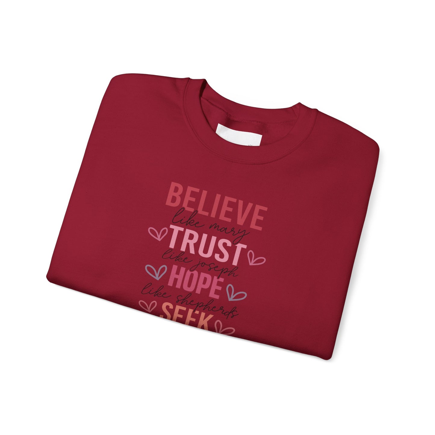 Inspirational Faith Crewneck Sweatshirt, Cozy Christian Apparel, Hope Trust Worship Love, Gift for Spiritual Friends, Faith-Based Fashion