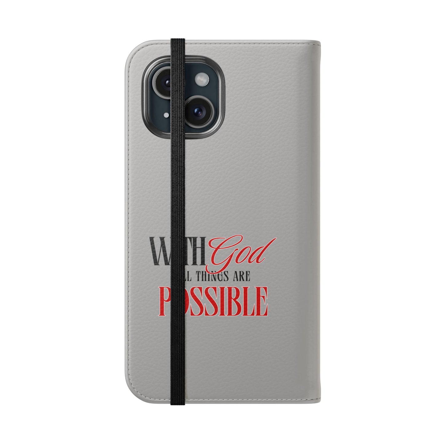 Inspirational Flip Case - "With God All Things Are Possible"