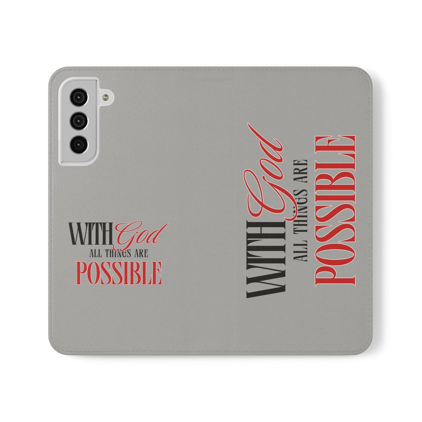Inspirational Flip Case - "With God All Things Are Possible"