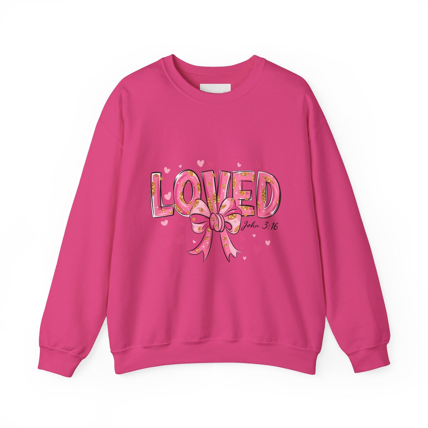 Loved Crewneck Sweatshirt with Bow Design, Cozy Gift for Relaxation, Perfect for Valentine's Day, Christian Apparel, Faith-Inspired Fashion