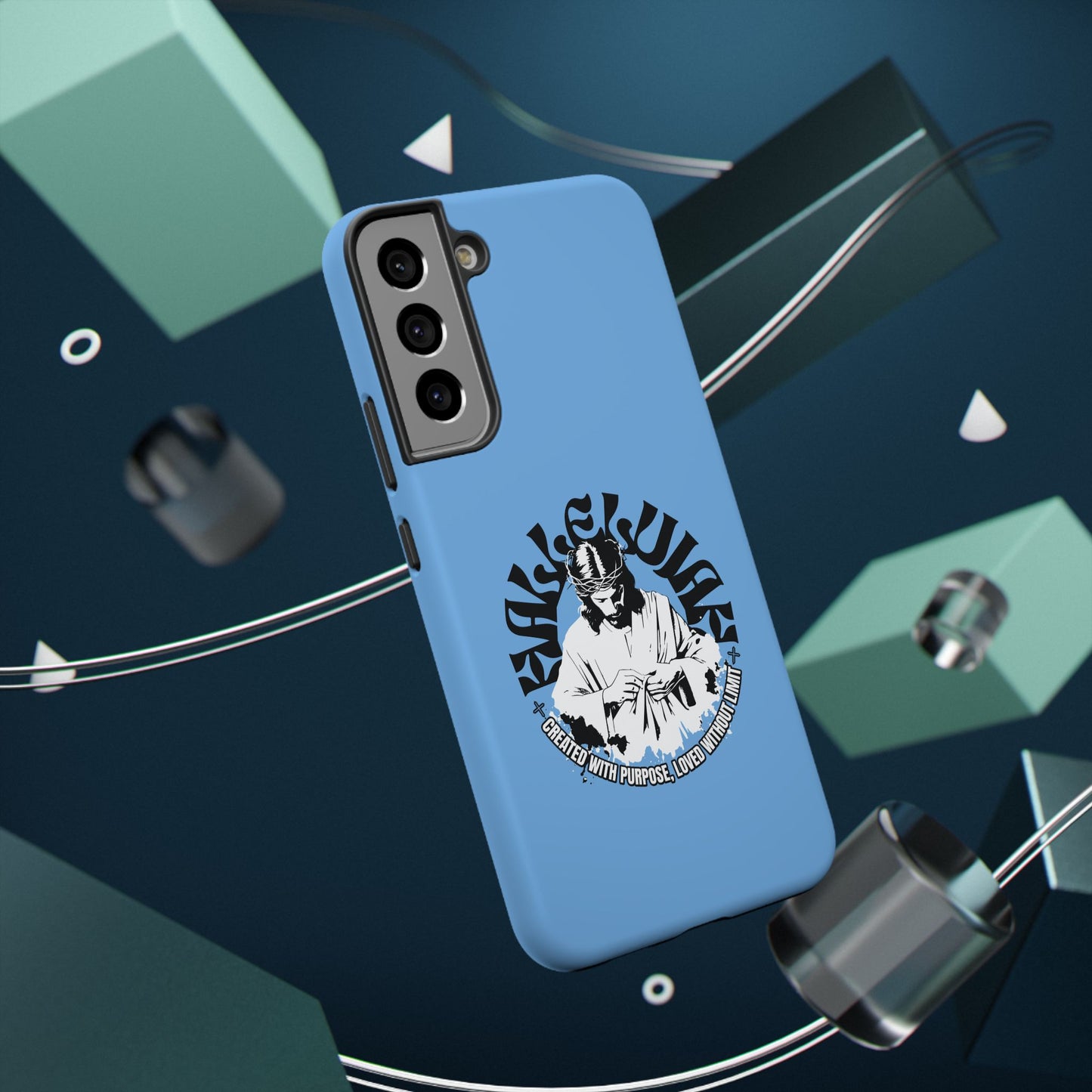 Durable Impact-Resistant Phone Case - 'Created with Purpose, Loved Without Limits' Design