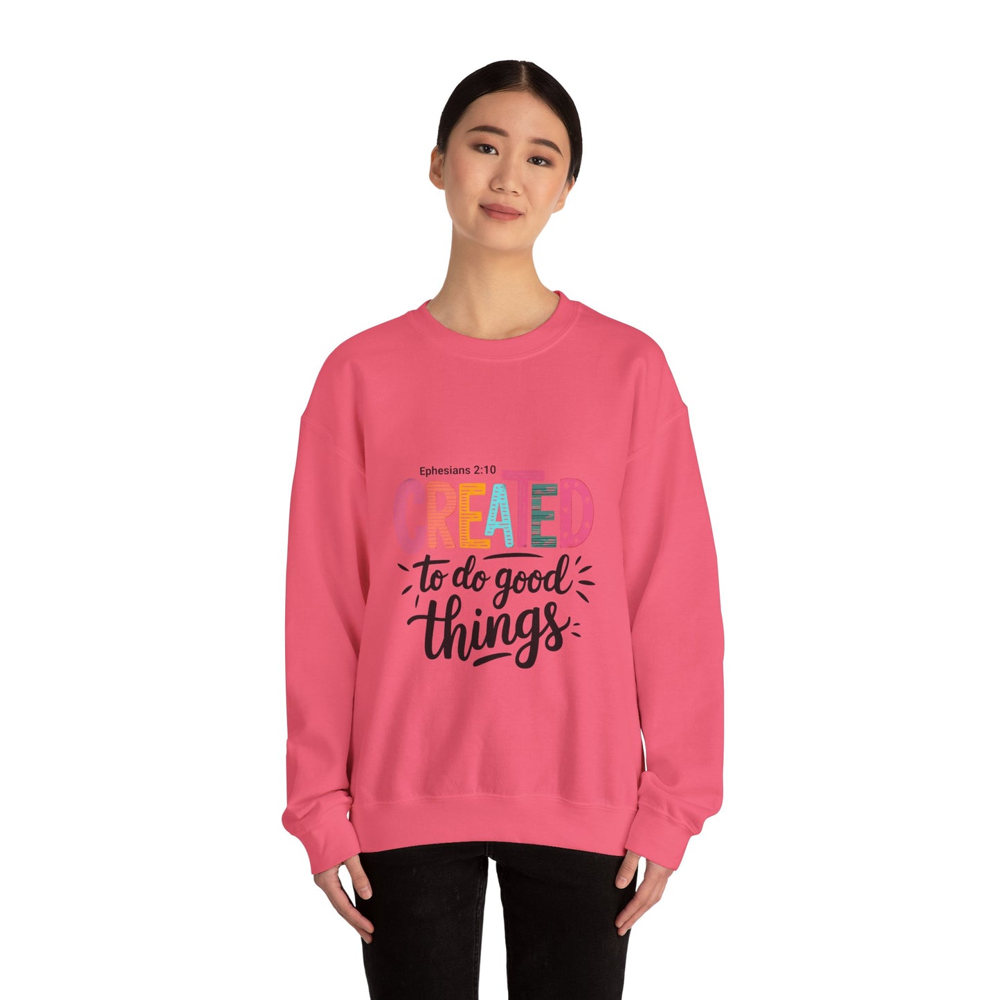 Inspirational Crewneck Sweatshirt, Motivational Gift, Ephesians 2:10, Cozy Apparel, Comfort Wear, Faith-based Fashion