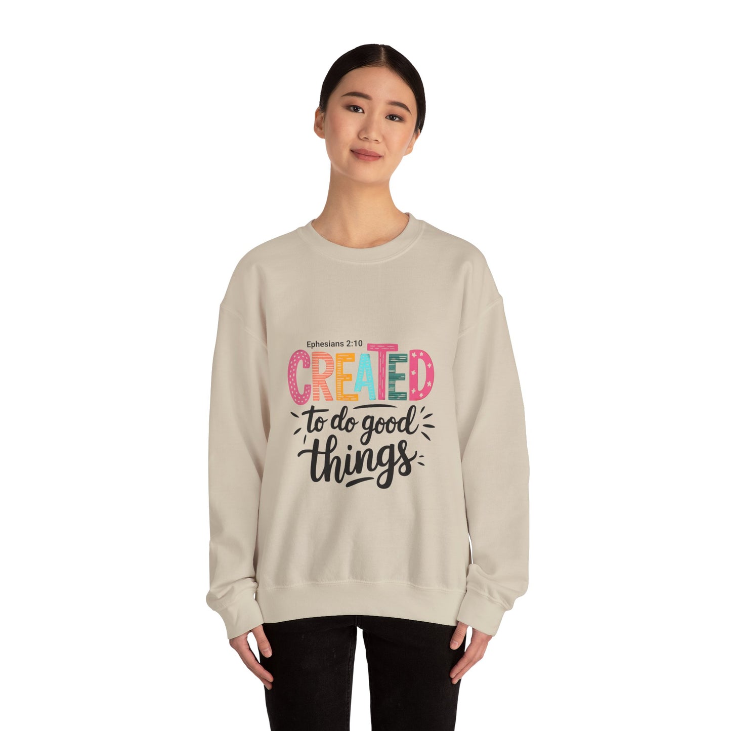 Inspirational Crewneck Sweatshirt, Motivational Gift, Ephesians 2:10, Cozy Apparel, Comfort Wear, Faith-based Fashion