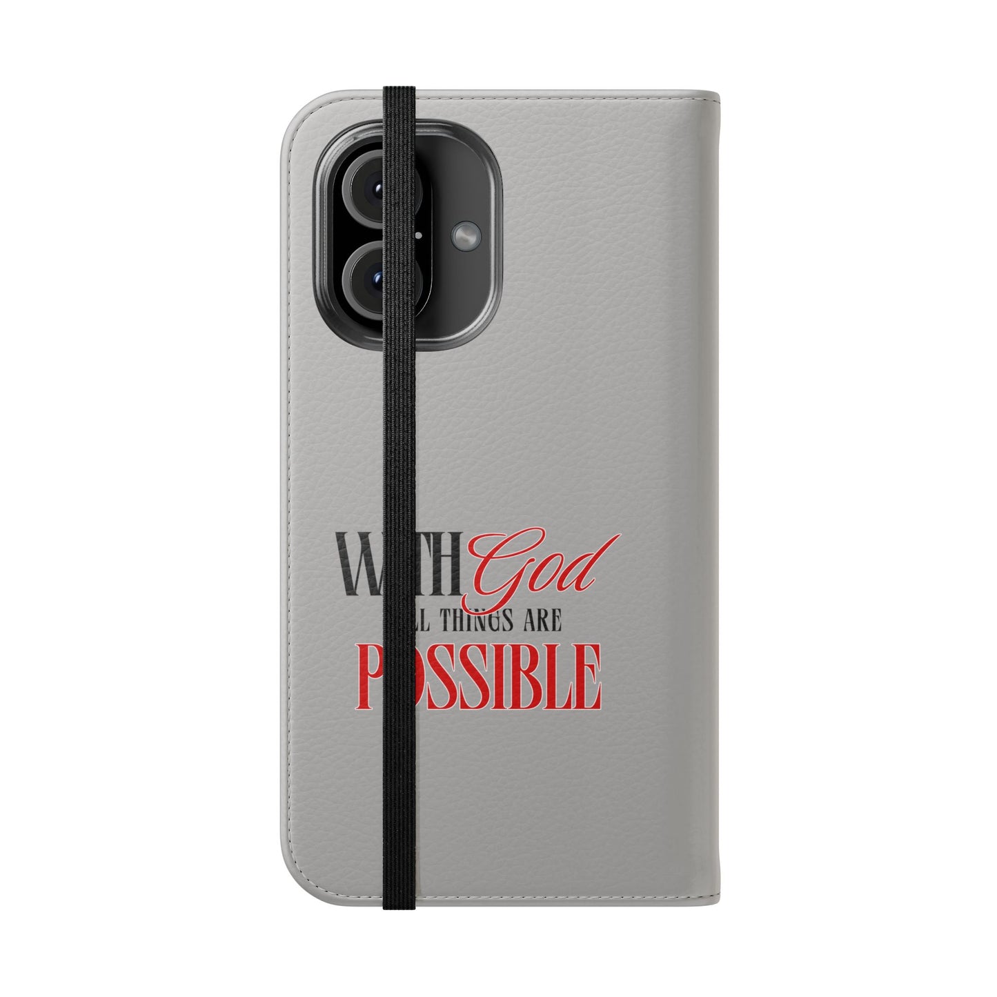 Inspirational Flip Case - "With God All Things Are Possible"
