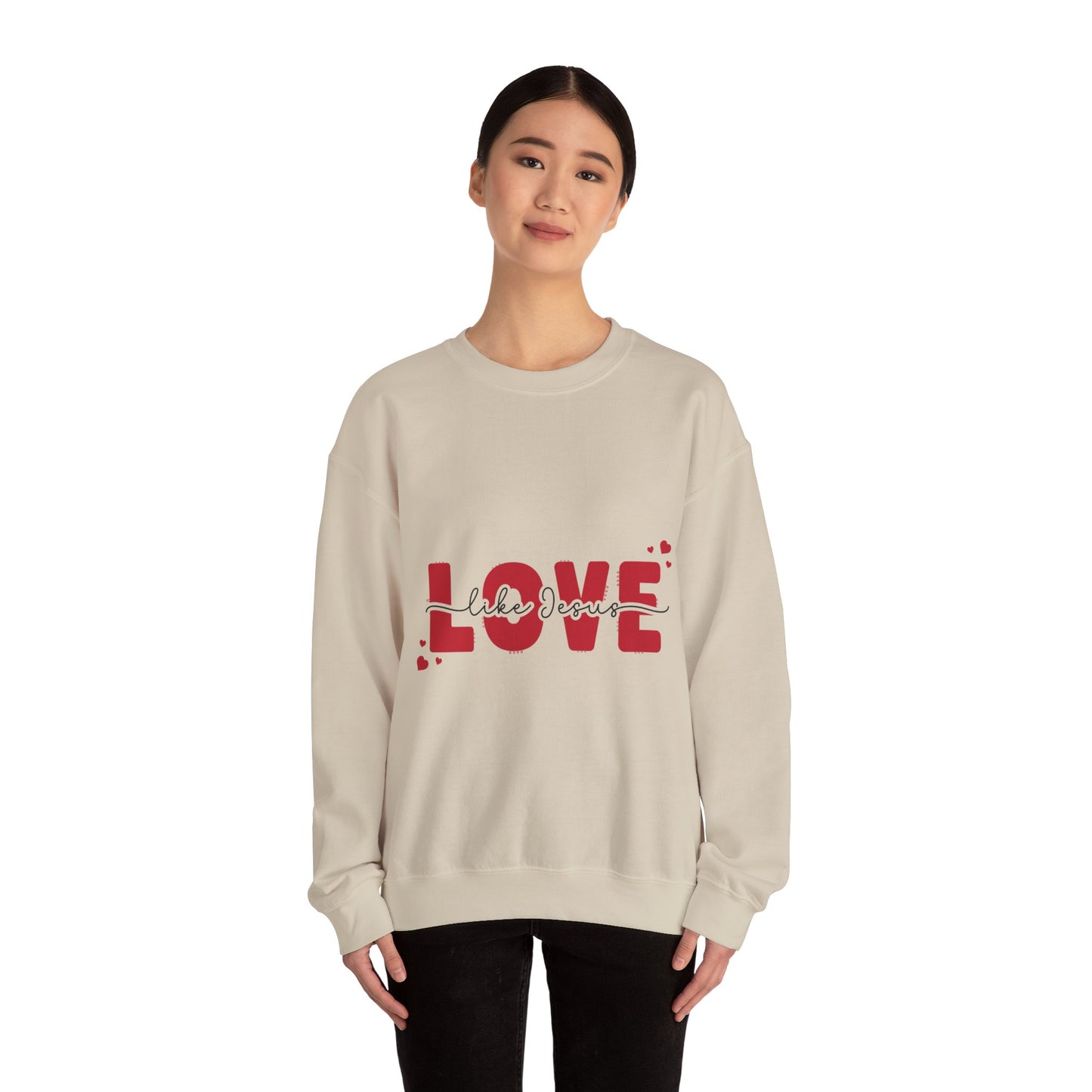 Love Like Jesus Crewneck Sweatshirt - Cozy Christian Apparel for Everyday Faith, Perfect for Gifts, Church Events, Valentine's Day