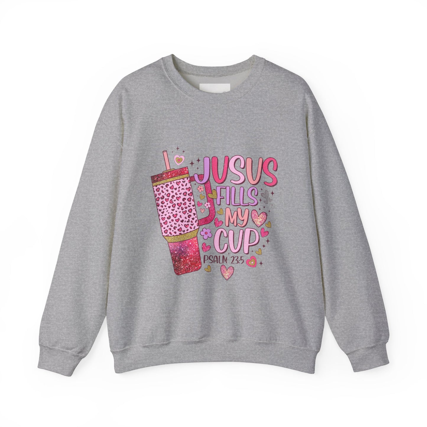 Inspirational Crewneck Sweatshirt - Jesus Fills My Cup, Cozy Faith Apparel, Christian Gift, Spiritual Sweater, Birthday Present, Church
