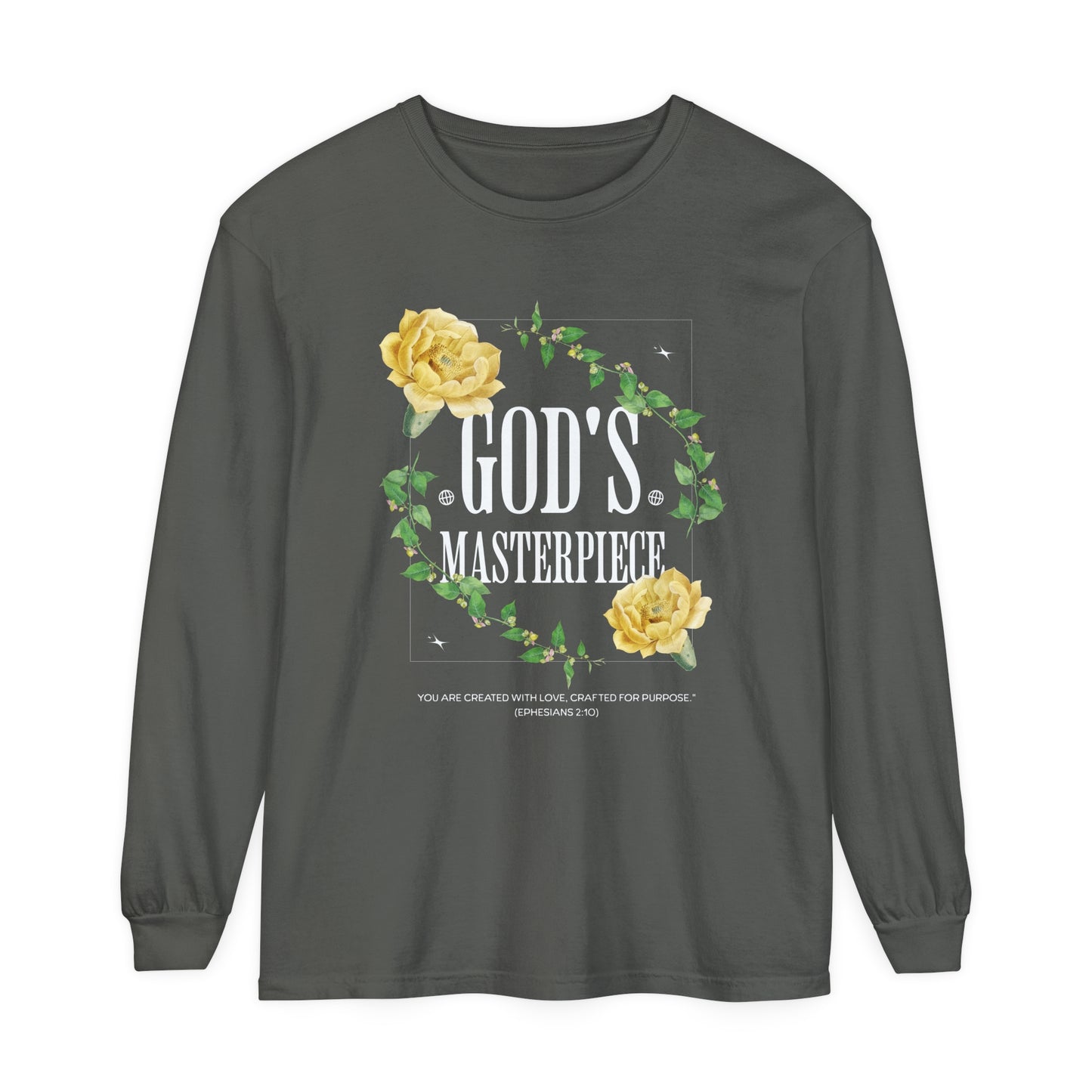 God's Masterpiece Long Sleeve Tee, Faith-Based Apparel, Gift for Women, Spiritual Wear, Spring Fashion, Inspirational Shirt