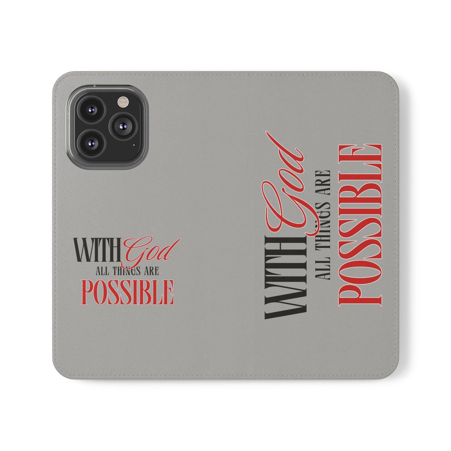 Inspirational Flip Case - "With God All Things Are Possible"