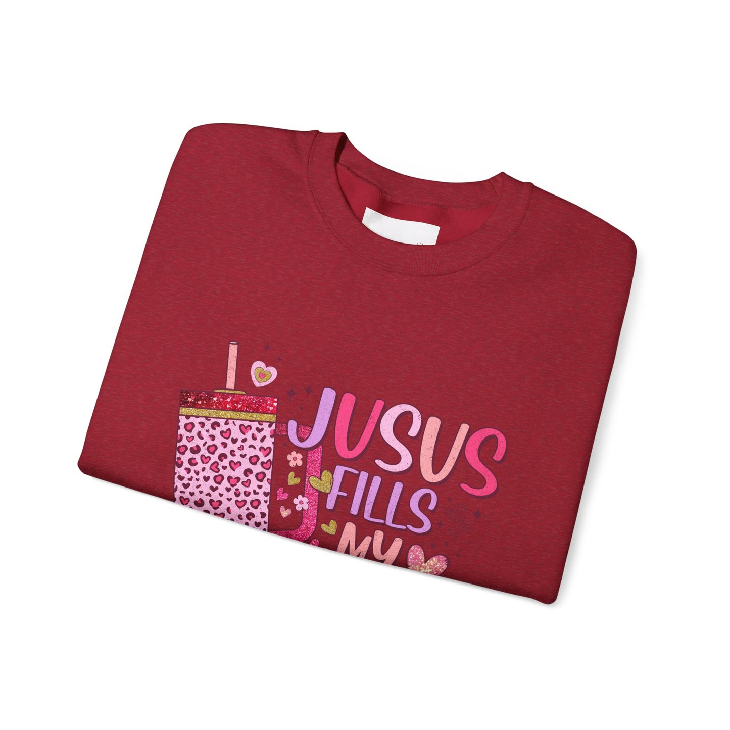 Inspirational Crewneck Sweatshirt - Jesus Fills My Cup, Cozy Faith Apparel, Christian Gift, Spiritual Sweater, Birthday Present, Church