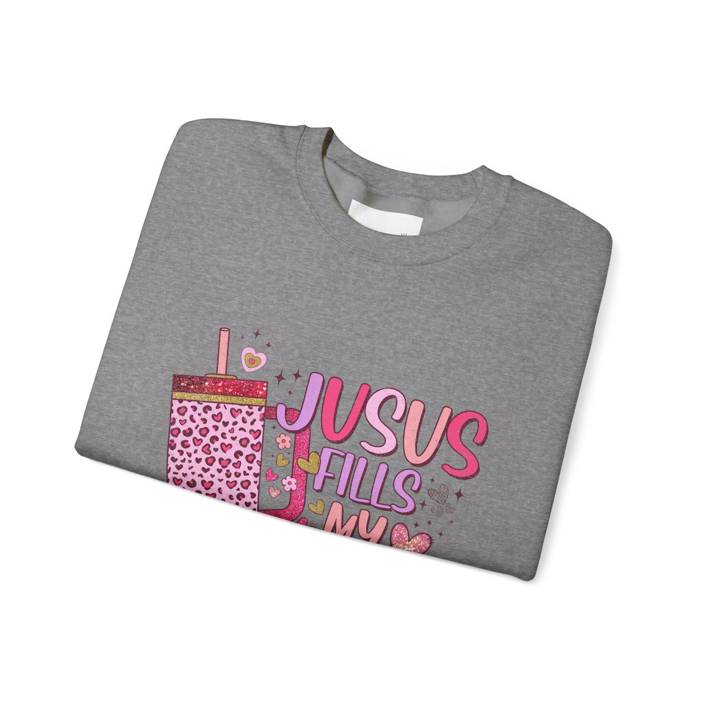 Inspirational Crewneck Sweatshirt - Jesus Fills My Cup, Cozy Faith Apparel, Christian Gift, Spiritual Sweater, Birthday Present, Church