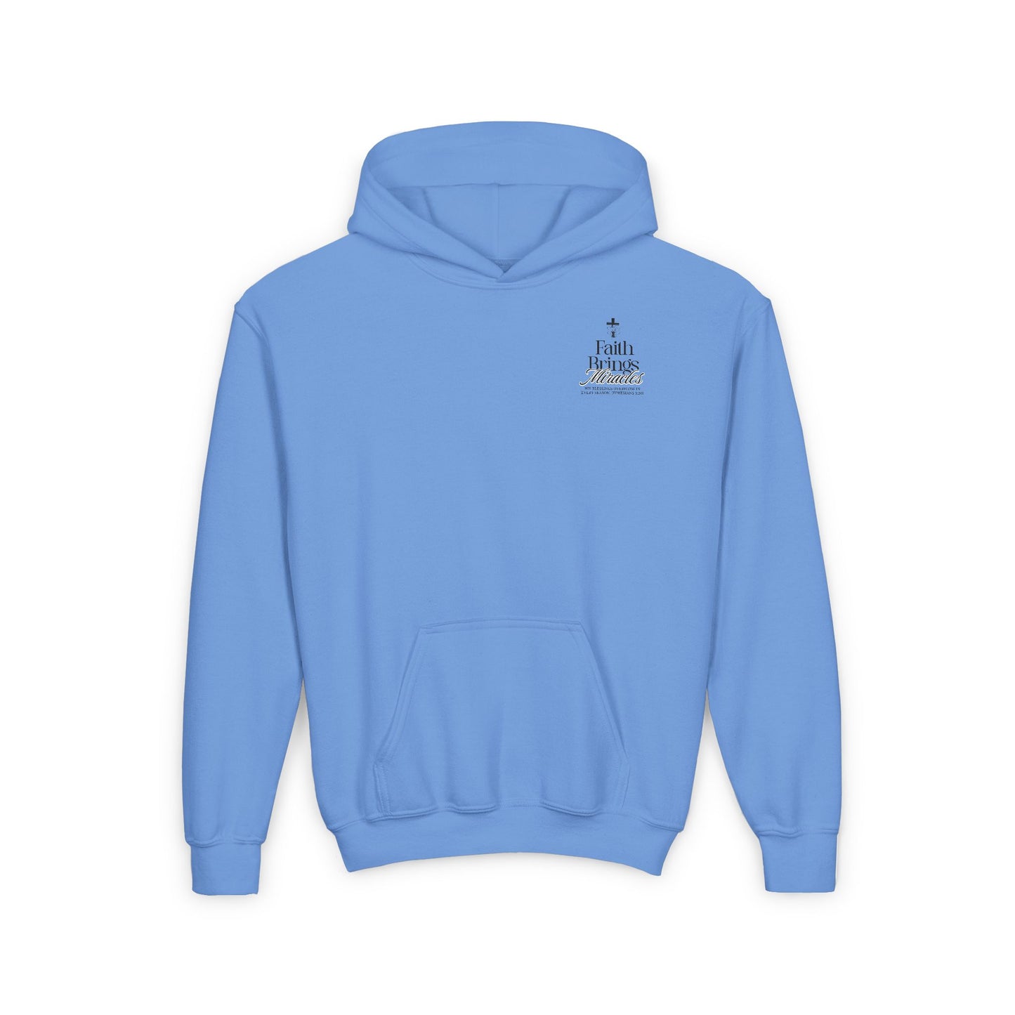 Inspirational Youth Hoodie - Faith Brings Miracles, Christian Sweatshirt, Gifts for Teens, Faith-Based Apparel, Winter Layer