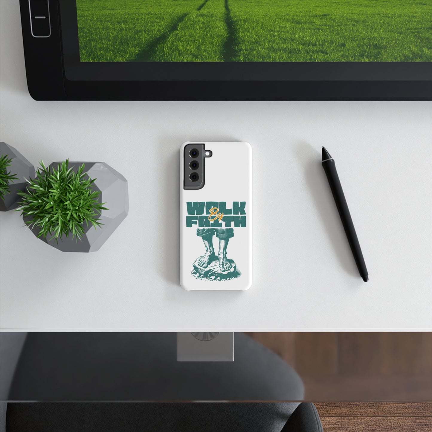 Inspirational Slim Snap Case - "Walk By Faith" Mobile Cover