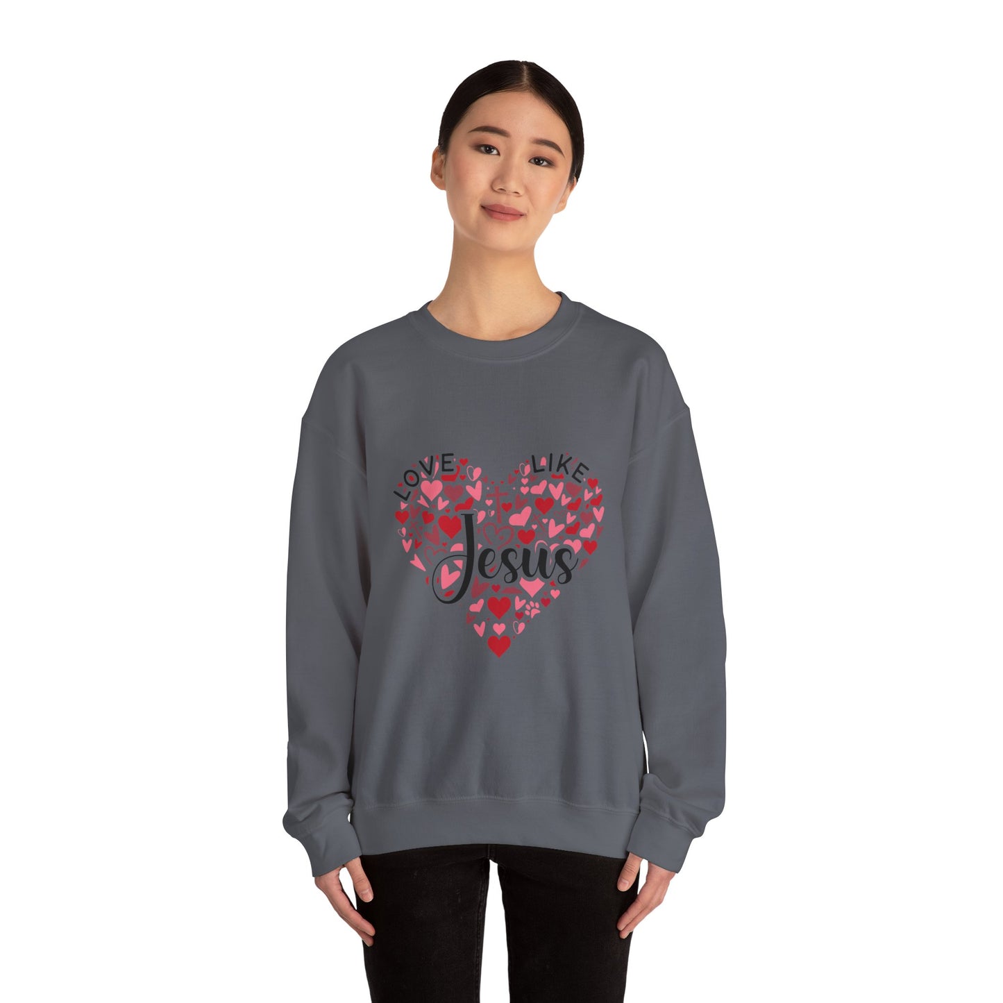 Love Like Jesus Crewneck Sweatshirt Faith Fashion, Religious Apparel, Christian Gifts, Heart Design, Cozy Casual Wear, Perfect for
