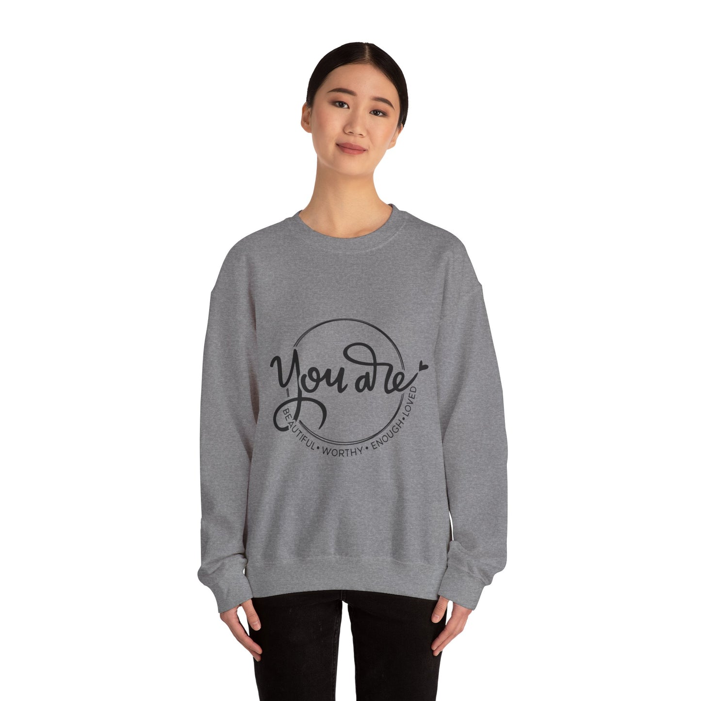 You Are Beautiful Crewneck Sweatshirt, Motivational Sweatshirt, Gifts for Her, Self-Love Apparel, Inspirational Clothing