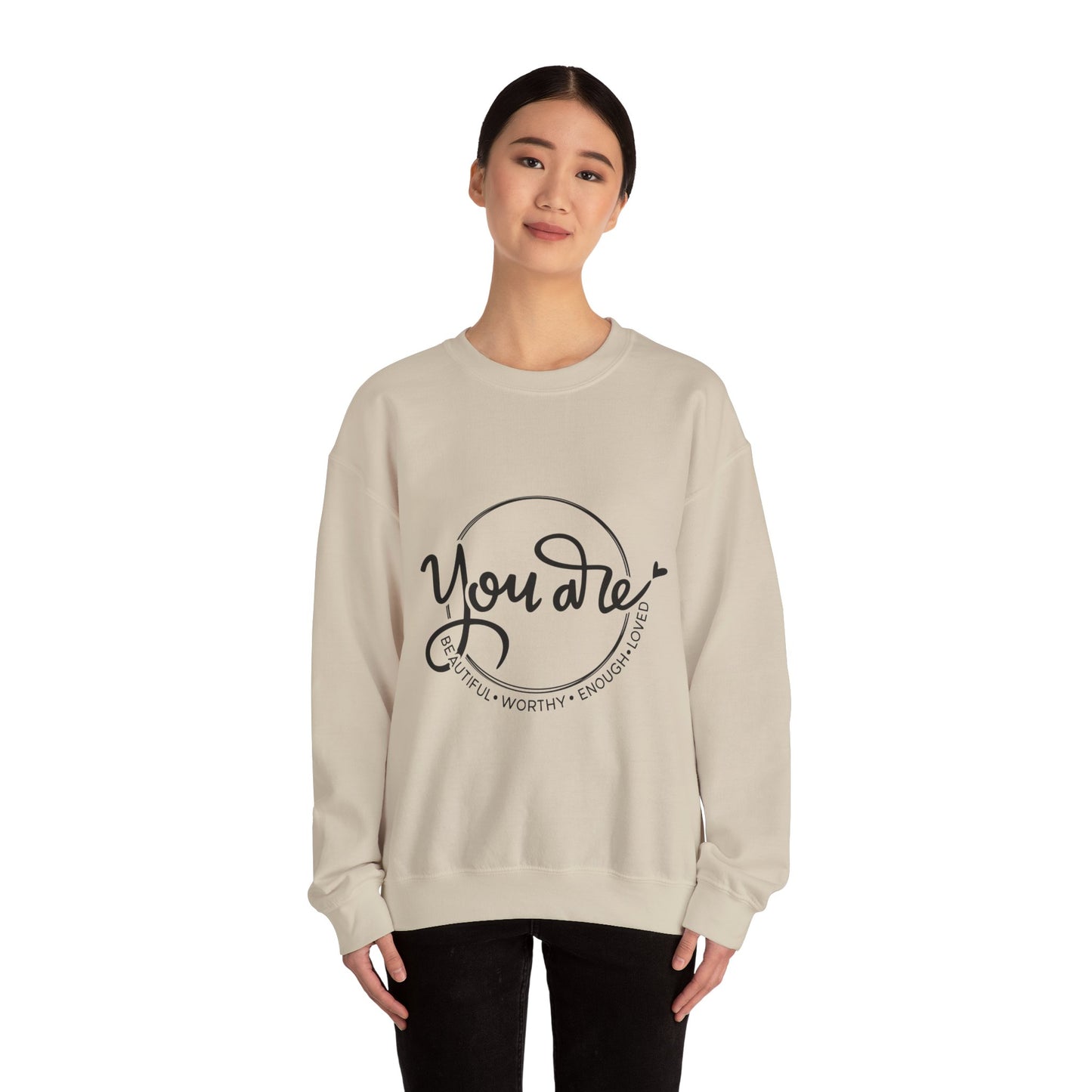 You Are Beautiful Crewneck Sweatshirt, Motivational Sweatshirt, Gifts for Her, Self-Love Apparel, Inspirational Clothing