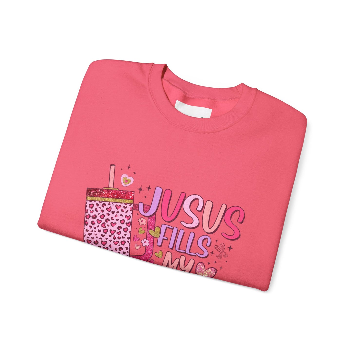 Inspirational Crewneck Sweatshirt - Jesus Fills My Cup, Cozy Faith Apparel, Christian Gift, Spiritual Sweater, Birthday Present, Church