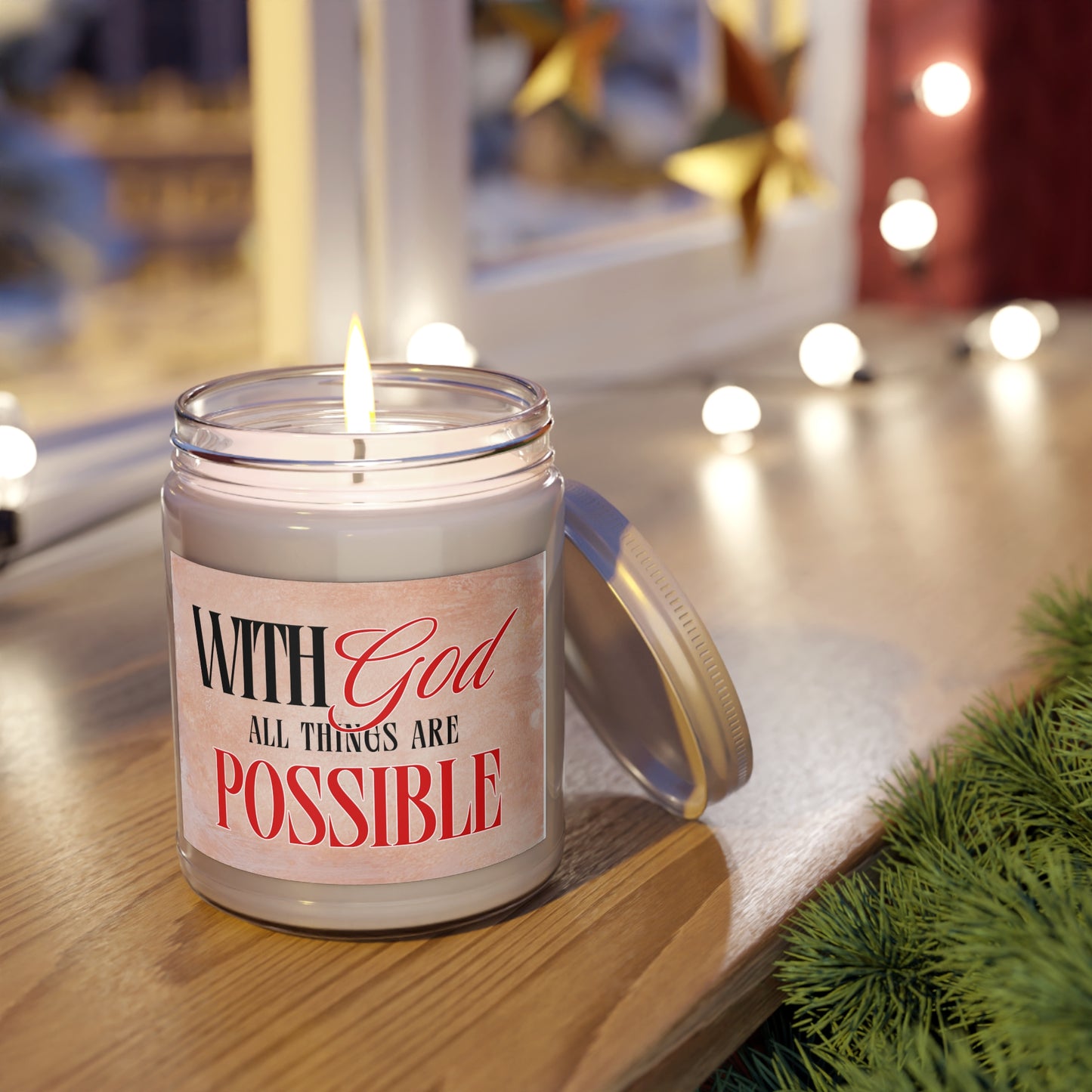 Inspirational Scented Candle - "With God All Things Are Possible" - Motivational Gift for Home Decor, Relaxation, Self-Care, Faith