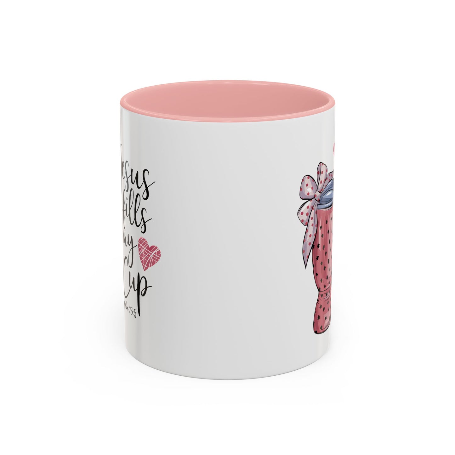Inspirational Coffee Mug, Stylish Pink Polka Dot Design, Perfect for Christian Gifts, Motivational Drinkware, Home & Office Decor