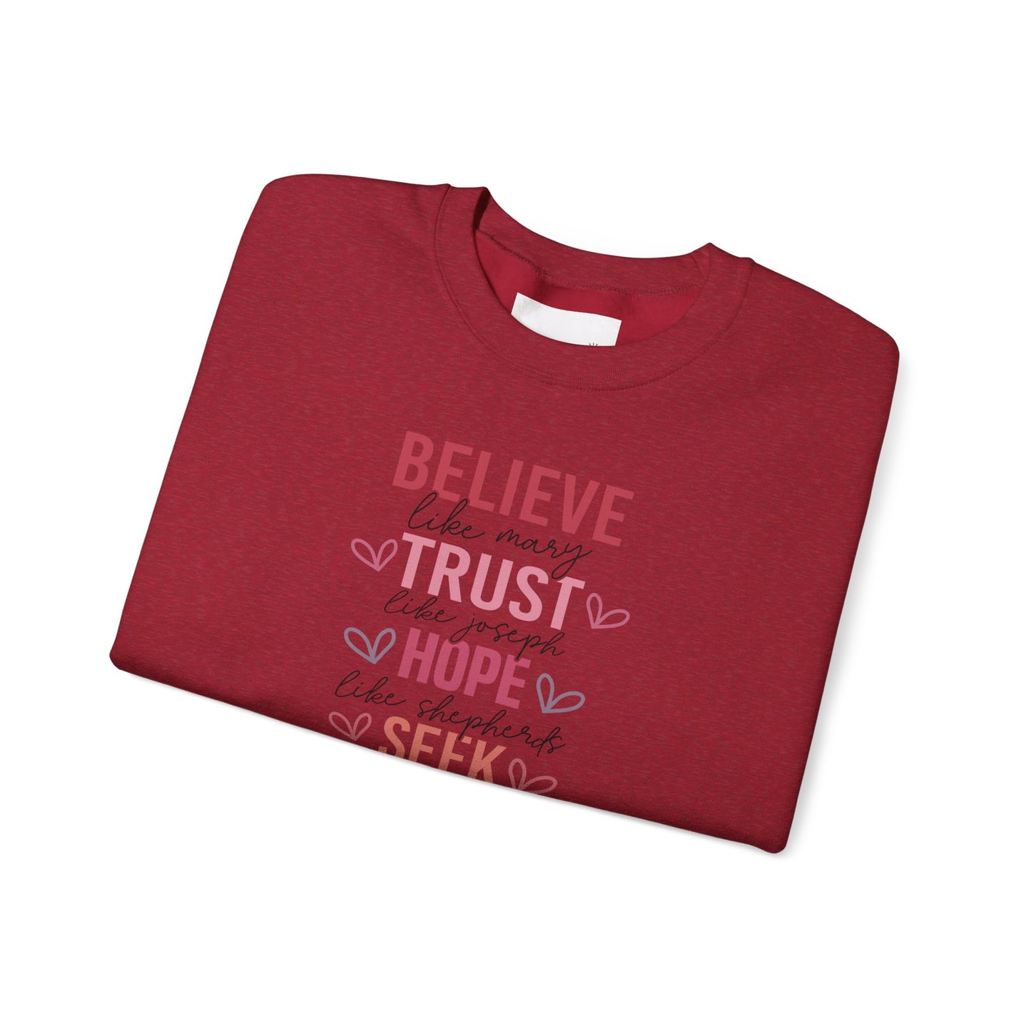 Inspirational Faith Crewneck Sweatshirt, Cozy Christian Apparel, Hope Trust Worship Love, Gift for Spiritual Friends, Faith-Based Fashion