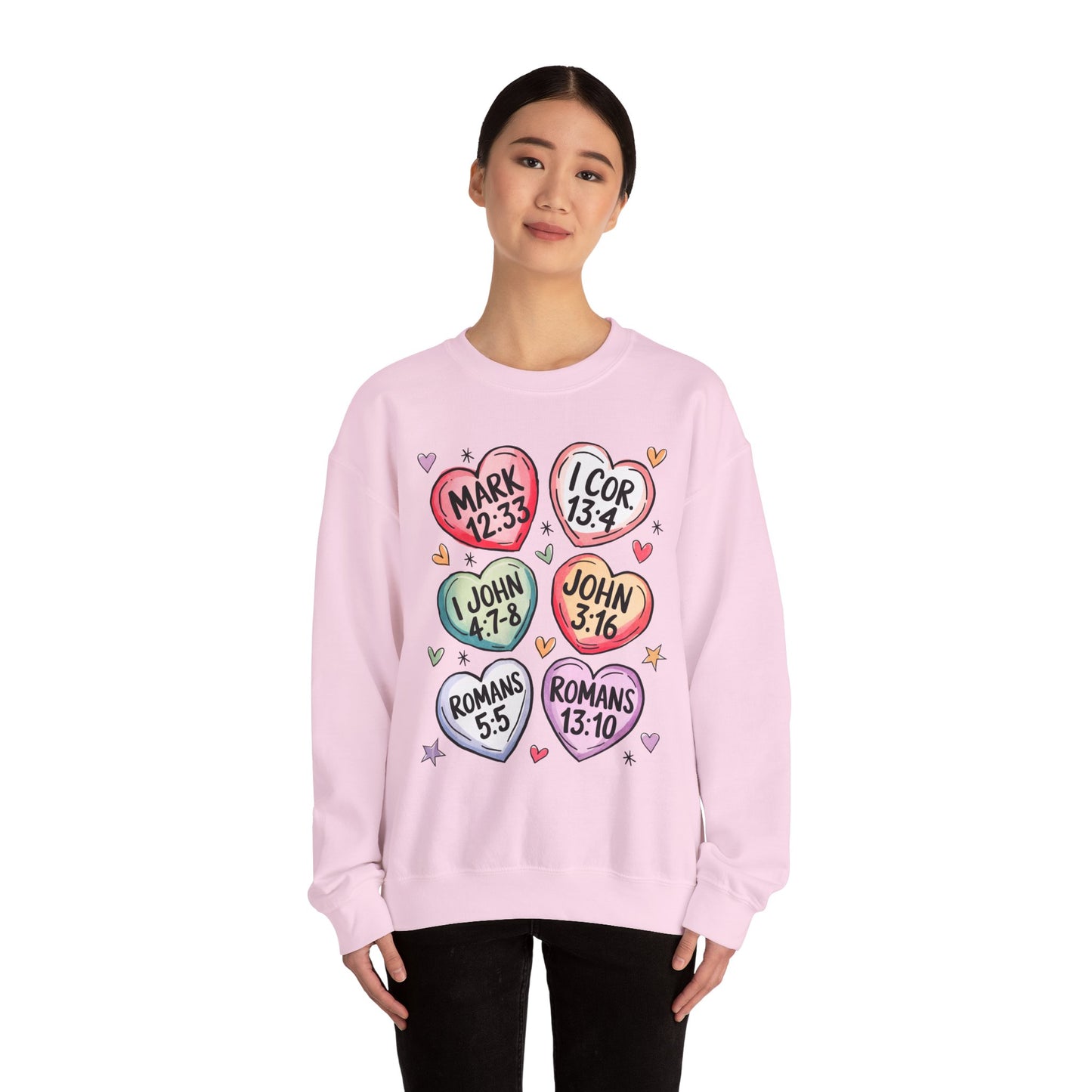 Faith & Love Crewneck Sweatshirt, Cozy Scripture Sweatshirt for Religious Gatherings, Inspirational Gift, Church Outing, Daily Comfort