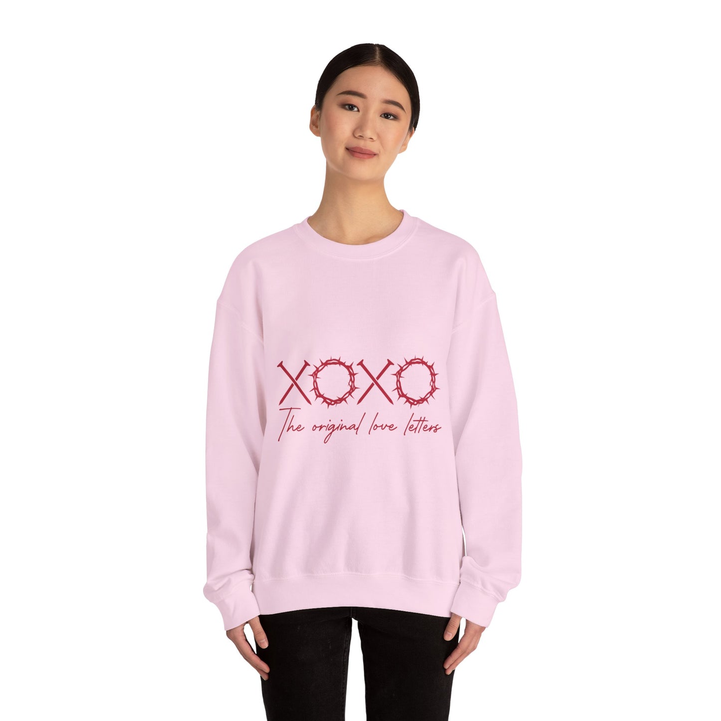 XOXO Love Letters Crewneck Sweatshirt, Unisex Valentines Gift, Cozy Sweatshirt, Perfect for Couples, Romantic Apparel, Casual Wear