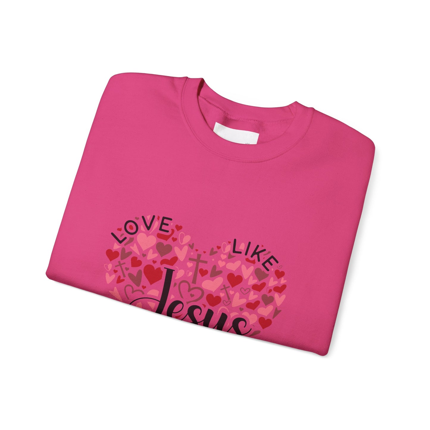 Love Like Jesus Crewneck Sweatshirt Faith Fashion, Religious Apparel, Christian Gifts, Heart Design, Cozy Casual Wear, Perfect for