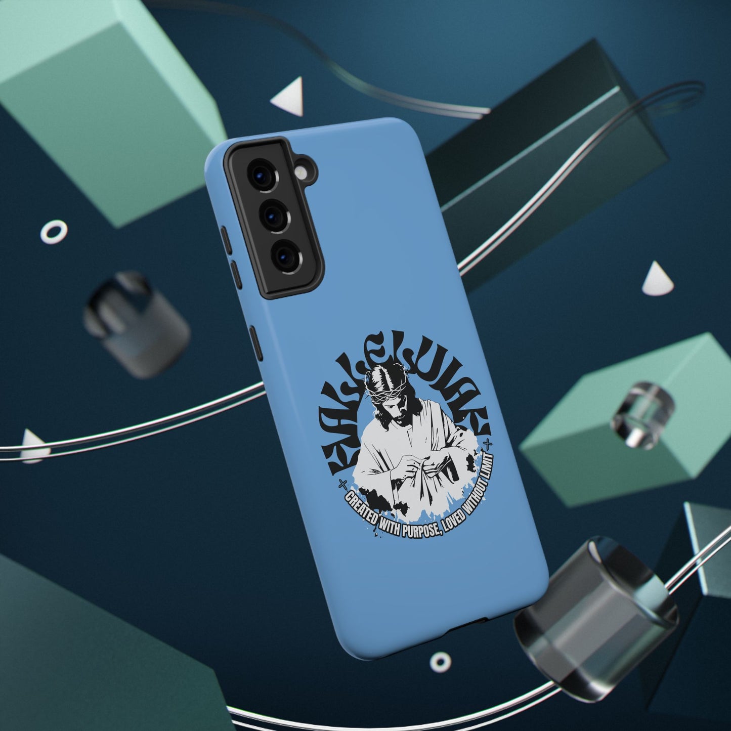 Durable Impact-Resistant Phone Case - 'Created with Purpose, Loved Without Limits' Design