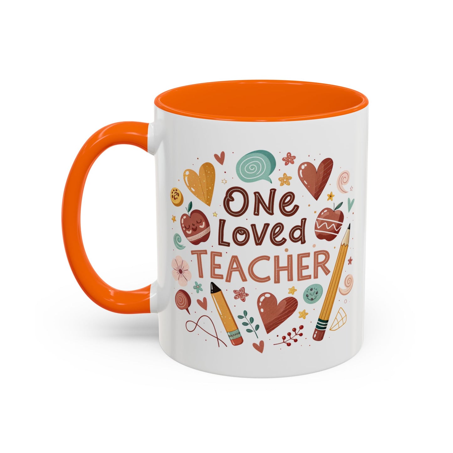 Teacher Appreciation Coffee Mug, Cute Gift for Educators, One Loved Teacher, Ideal for Birthdays and Holidays, Fun and Colorful