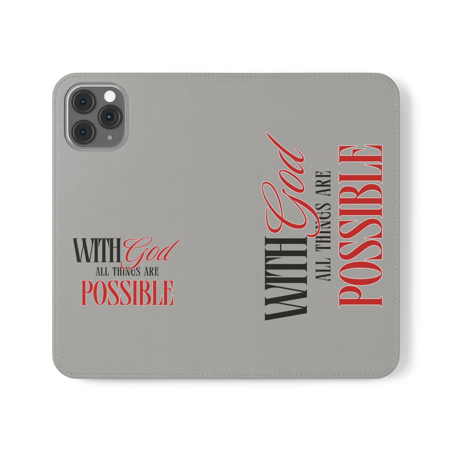 Inspirational Flip Case - "With God All Things Are Possible"