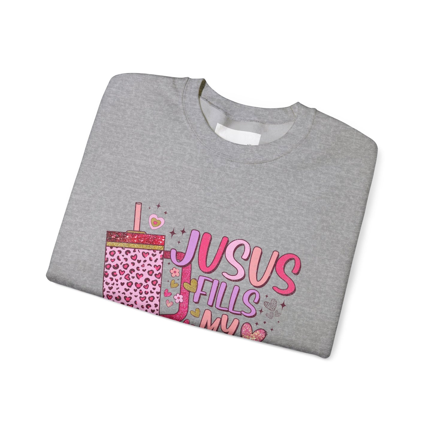 Inspirational Crewneck Sweatshirt - Jesus Fills My Cup, Cozy Faith Apparel, Christian Gift, Spiritual Sweater, Birthday Present, Church