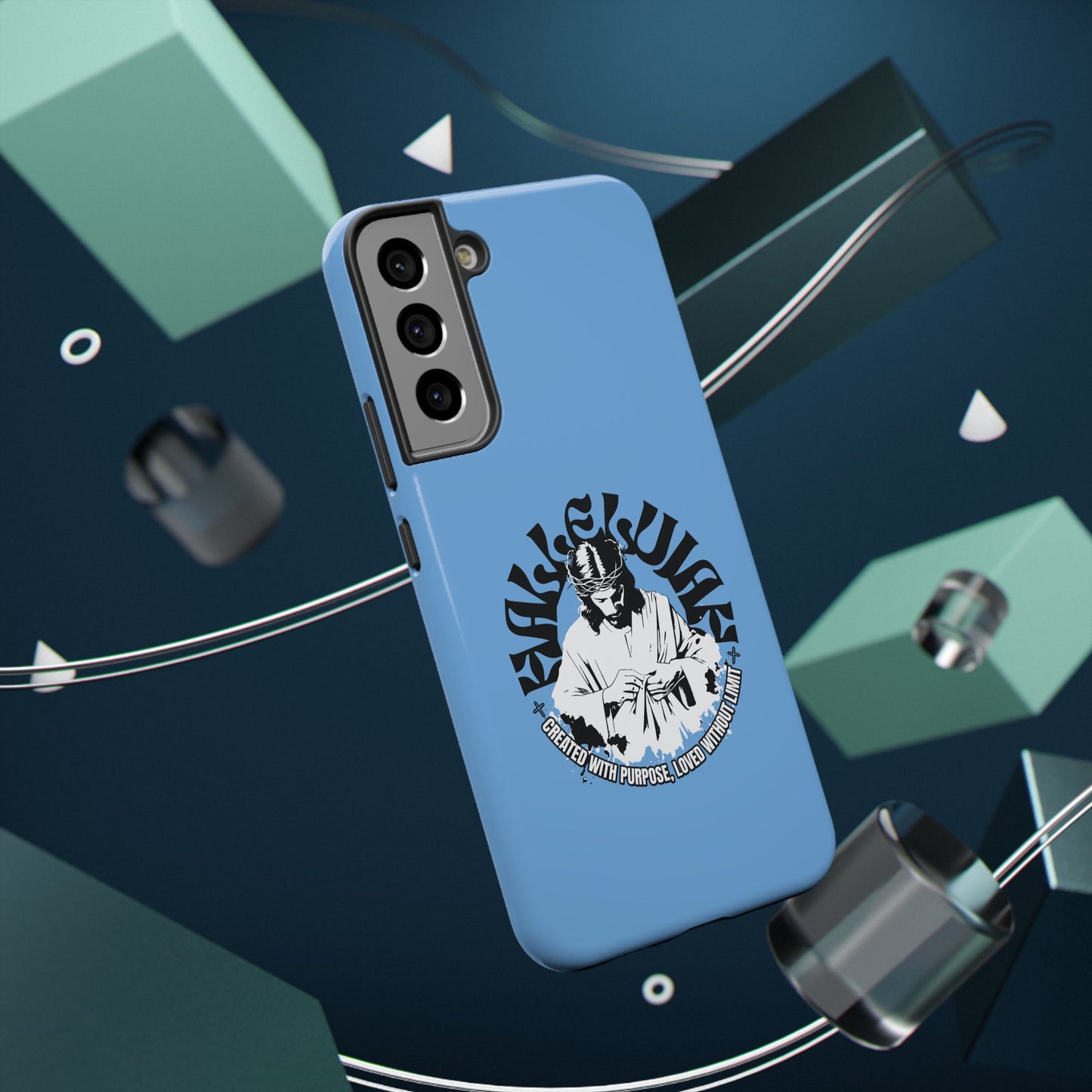 Durable Impact-Resistant Phone Case - 'Created with Purpose, Loved Without Limits' Design