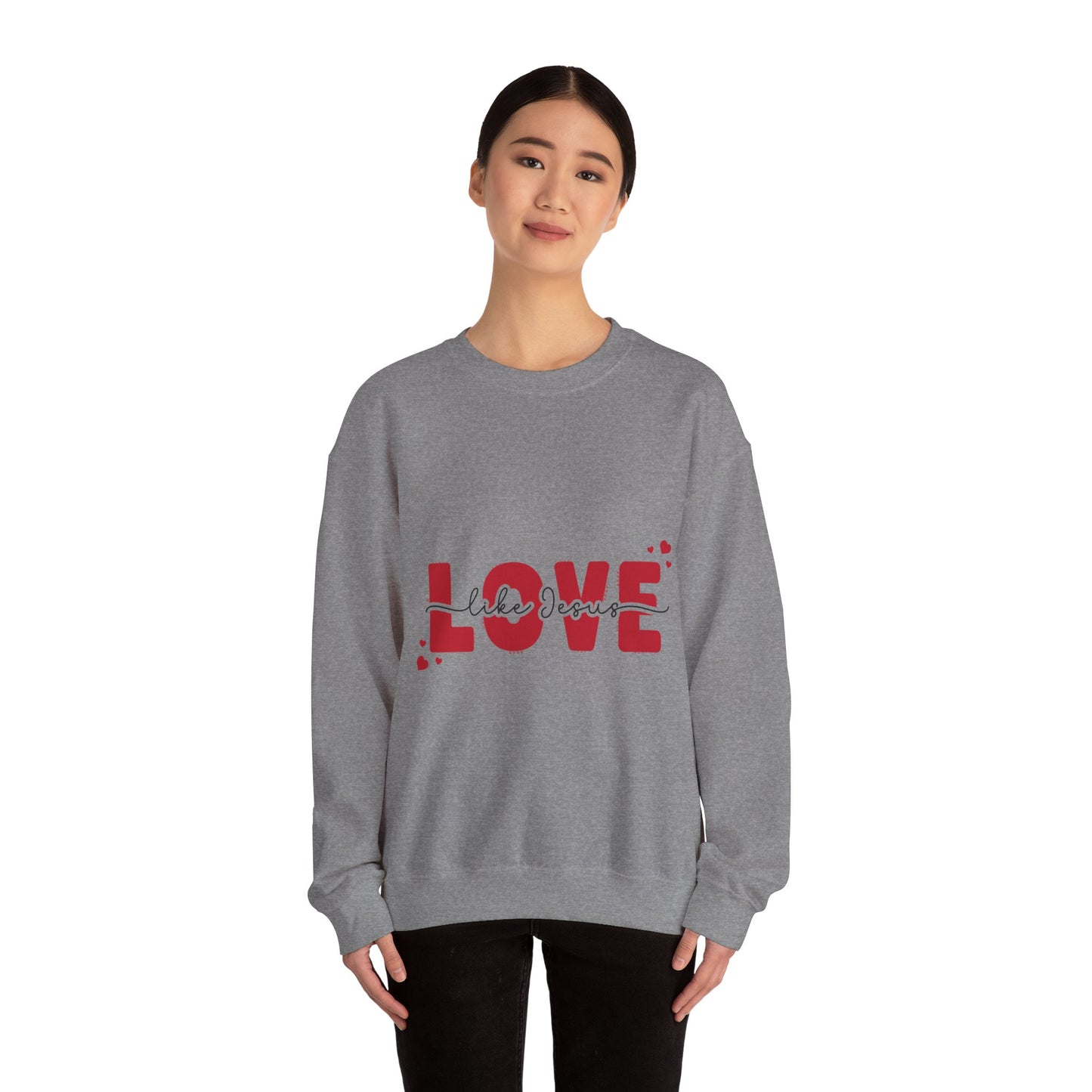Love Like Jesus Crewneck Sweatshirt - Cozy Christian Apparel for Everyday Faith, Perfect for Gifts, Church Events, Valentine's Day