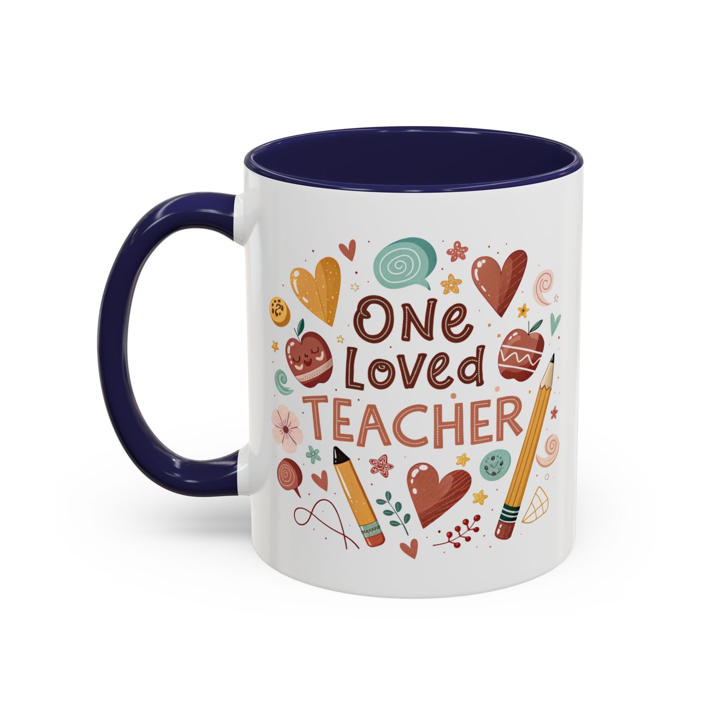 Teacher Appreciation Coffee Mug, Cute Gift for Educators, One Loved Teacher, Ideal for Birthdays and Holidays, Fun and Colorful