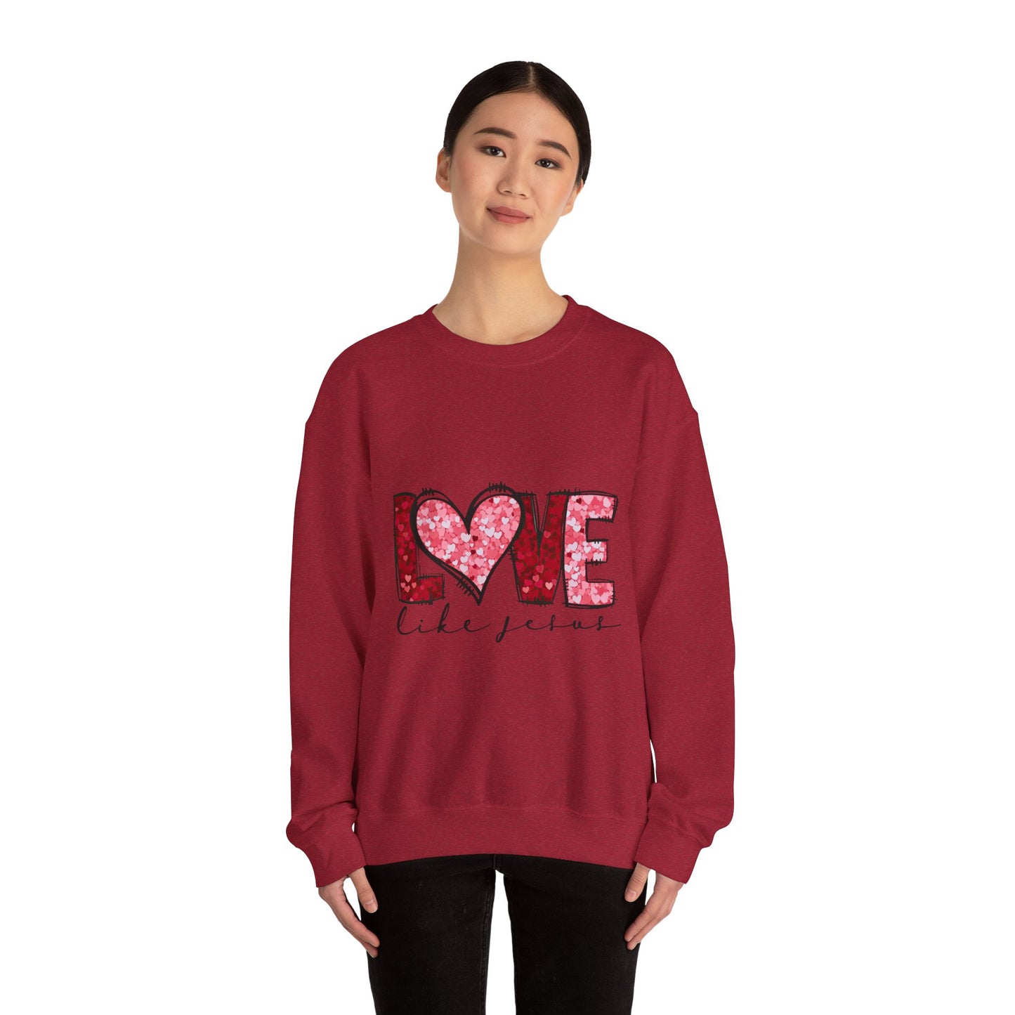 Love Like Jesus Crewneck Sweatshirt, Cozy Unisex Sweatshirt, Christian Apparel, Valentine's Day Gift, Faith-Based Style, Everyday Comfort