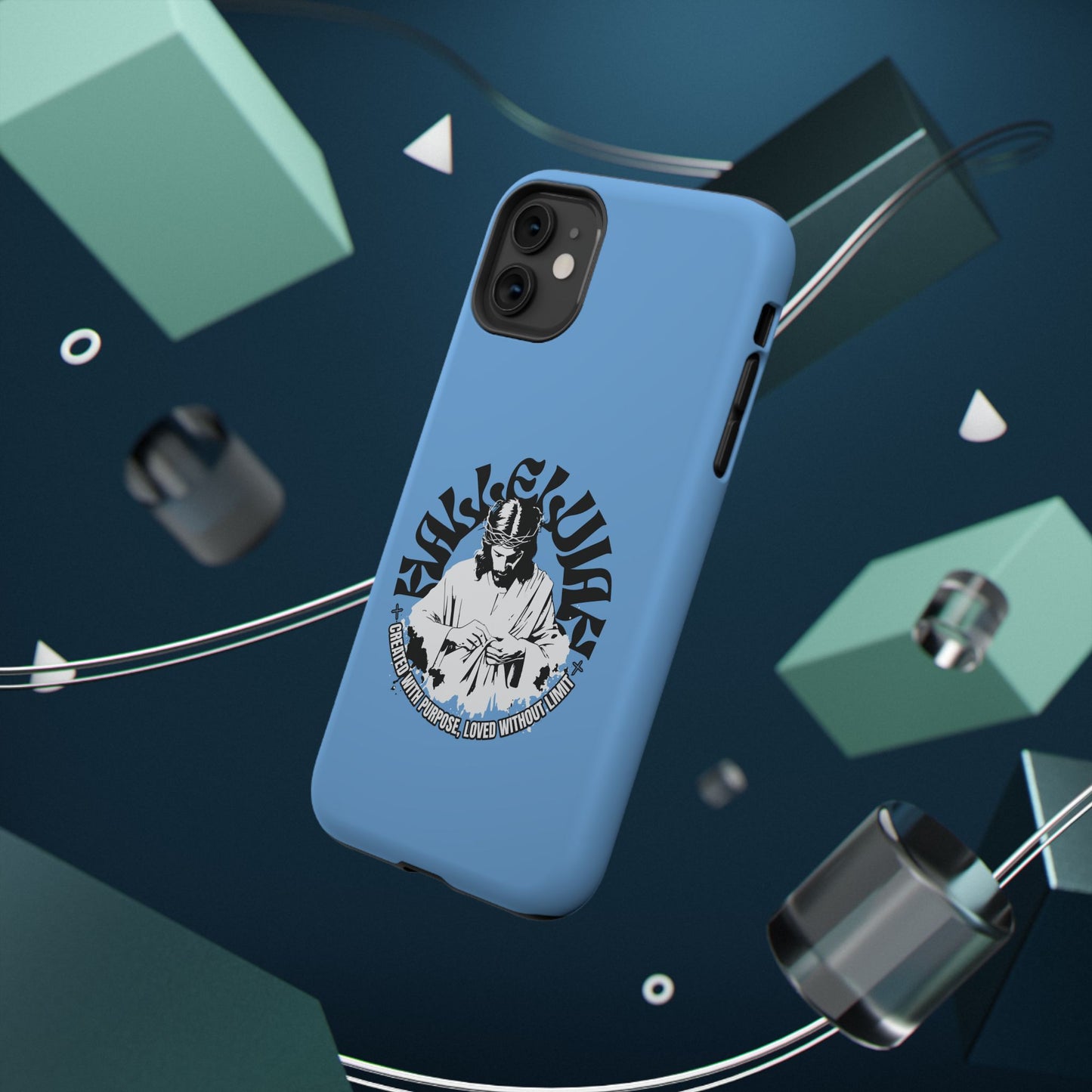 Durable Impact-Resistant Phone Case - 'Created with Purpose, Loved Without Limits' Design