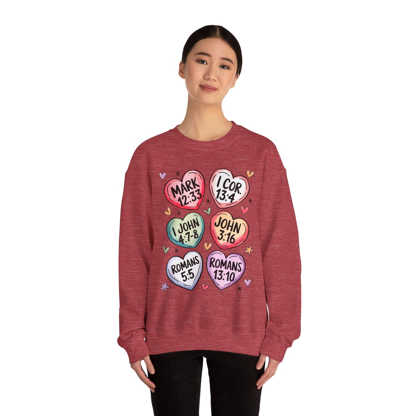 Faith & Love Crewneck Sweatshirt, Cozy Scripture Sweatshirt for Religious Gatherings, Inspirational Gift, Church Outing, Daily Comfort
